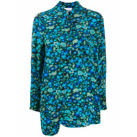 GANNI Camisa assimétrica com estampa floral - Azul
