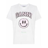 GANNI Camiseta de algodão com estampa de logo - Branco