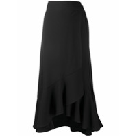 GANNI Saia midi com babados na barra - Preto
