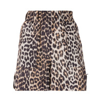 GANNI Short cintura alta com estampa de leopardo - Marrom