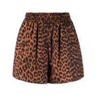 GANNI Short cintura alta com estampa de leopardo - Marrom