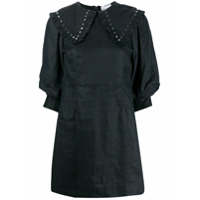 GANNI studded oversized collar mini dress - Preto