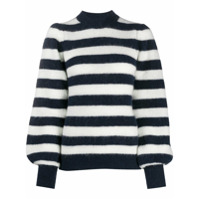 GANNI Suéter de tricô canelado com listras - Azul
