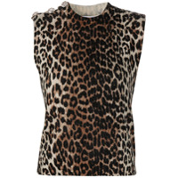 GANNI Suéter sem mangas com estampa de leopardo - Preto