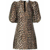 GANNI Vestido com estampa de leopardo - Marrom