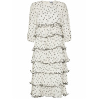 GANNI Vestido com poás e amarração - Branco