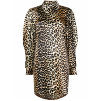 GANNI Vestido com zíper e estampa de leopardo - Neutro