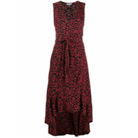 GANNI Vestido envelope assimétrico com estampa floral - Preto