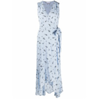 GANNI Vestido envelope com estampa floral - Azul