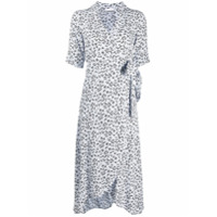 GANNI Vestido envelope com estampa floral - Azul