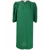GANNI Vestido xadrez com amarração na cintura - Verde
