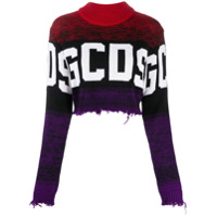 Gcds Blusa de tricô cropped com logo - Vermelho