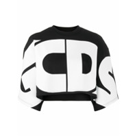 Gcds Blusa oversized cropped com logo - Preto