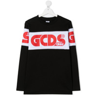 Gcds Kids Blusa color block com logo - Preto
