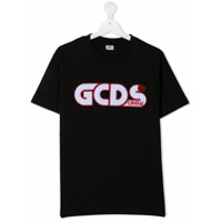 Gcds Kids Camiseta de algodão com estampa de logo - Preto