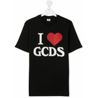 Gcds Kids Camiseta decote careca com estampa gráfica - Preto