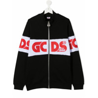 Gcds Kids Jaqueta com zíper e estampa de logo - Preto