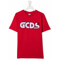 Gcds Kids TEEN logo patch T-shirt - Vermelho