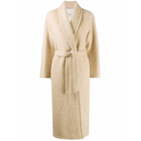 Gentry Portofino Casaco com abotoamento simples e cinto - Marrom