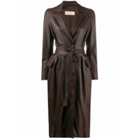 Gentry Portofino Casaco de couro com cinto - Marrom