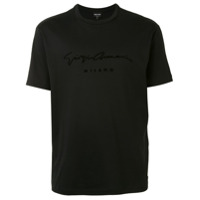 Giorgio Armani Camiseta com logo de veludo - Preto