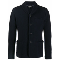 Giorgio Armani Casaco com abotoamento simples e padronagem chevron - Azul