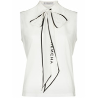 Givenchy Blusa com estampad de logo e laço na gola - Branco