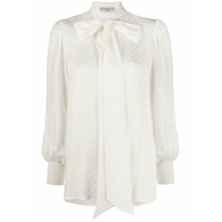 Givenchy Blusa de seda com laço na gola - Branco