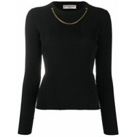 Givenchy Blusa de tricô canelado com detalhe de corrente - Preto