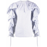 Givenchy Blusa risca de giz com babados - Branco