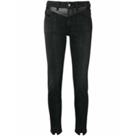 Givenchy Calça jeans com recorte de couro - Preto