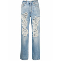 Givenchy Calça jeans reta com efeito destroyed - Azul