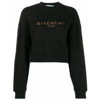 Givenchy Moletom cropped com estampa de logo - Preto