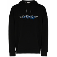 Givenchy Moletom de algodão com capuz e estampa de logo - Preto