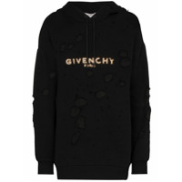 Givenchy Moletom de algodão com capuz e estampa de logo - Preto