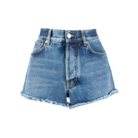 Givenchy Short jeans com acabamento de franjas - Azul