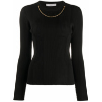 Givenchy Suéter canelado com detalhe de colar - Preto