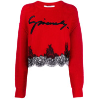 Givenchy Suéter com detalhe de renda - Vermelho