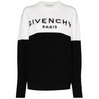 Givenchy Suéter de cashmere bicolor com logo - Preto