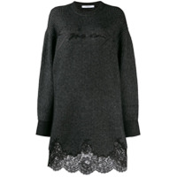 Givenchy Vestido de tricô com acabamento ondulado de renda - Preto
