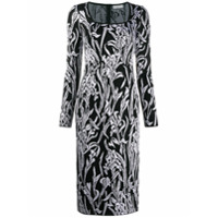 Givenchy Vestido midi com padronagem floral - Preto