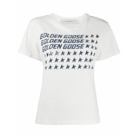 Golden Goose Camiseta slim com estampa de bandeira - Branco