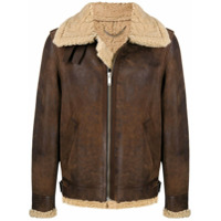 Golden Goose layered zip-up leather jacket - Marrom