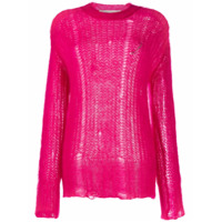 Golden Goose Suéter decote careca de tricô aberto - Rosa