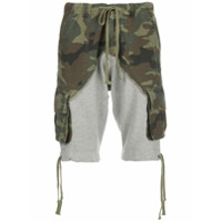 Greg Lauren Bermuda com estampa camuflada e sobreposição - Verde