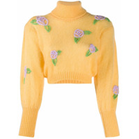 GRETA BOLDINI Suéter com bordado de rosa - Amarelo