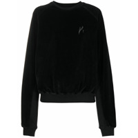 Haider Ackermann Camiseta de veludo com logo bordado - Preto