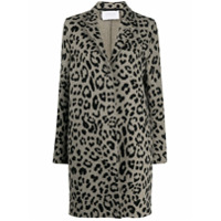 Harris Wharf London Casaco abotoamento simples com estampa de leopardo - Preto