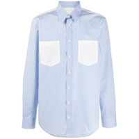 Helmut Lang Camisa mangas longas de algodão com listras - Azul