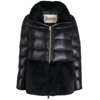 Herno Jaqueta matelassê com acabamento de pelos - Preto
